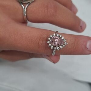 Vintage Pink Sapphire Ring Sterling Silver
